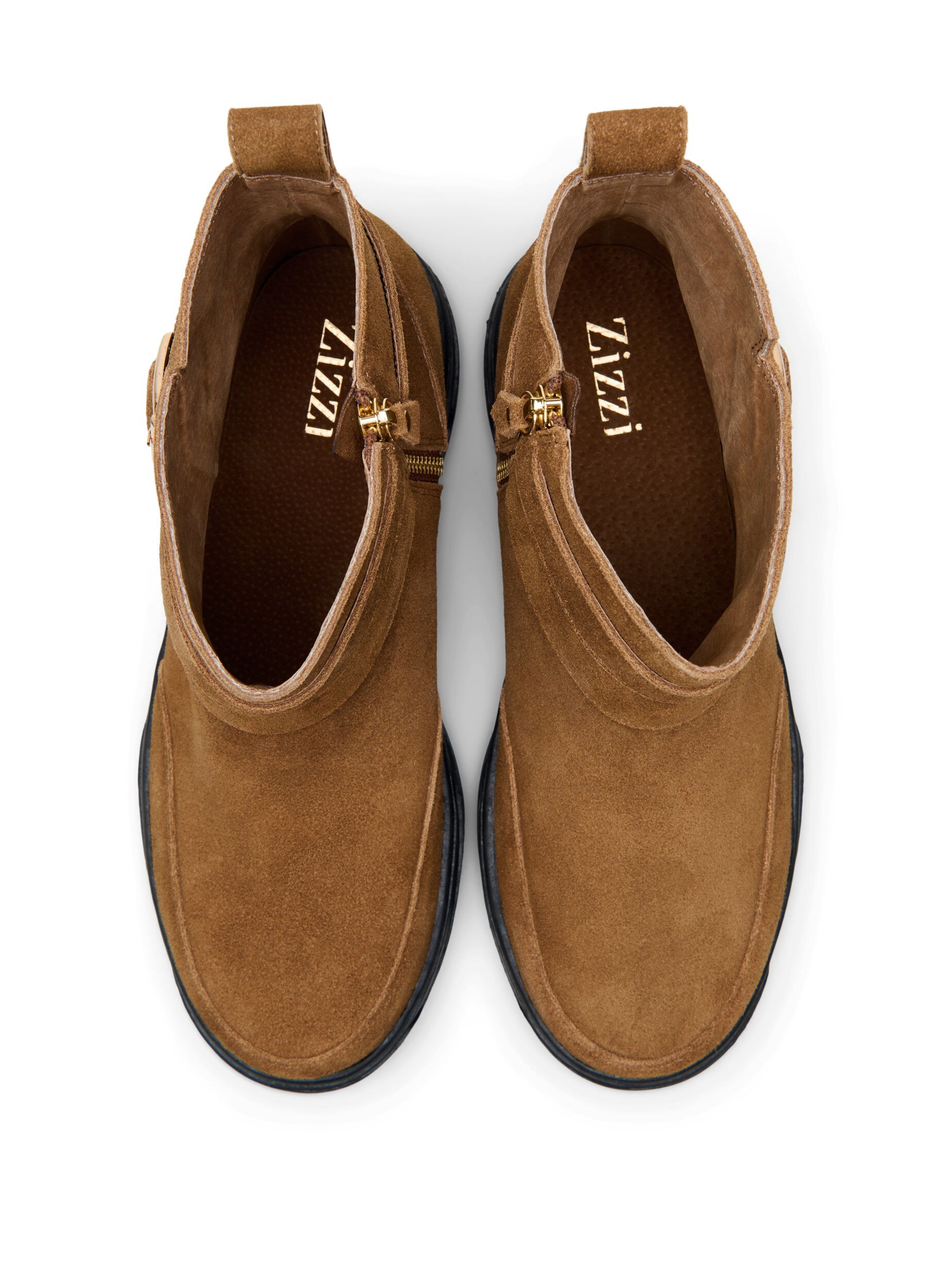 Zizzi Kort st&ouml;vel med bred passform i mocka, Tobacco Brown, Packshot image number 2