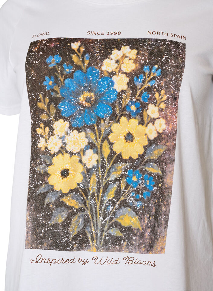 T-shirt i bomull med tryck framtill, Vit, Packshot image number 2