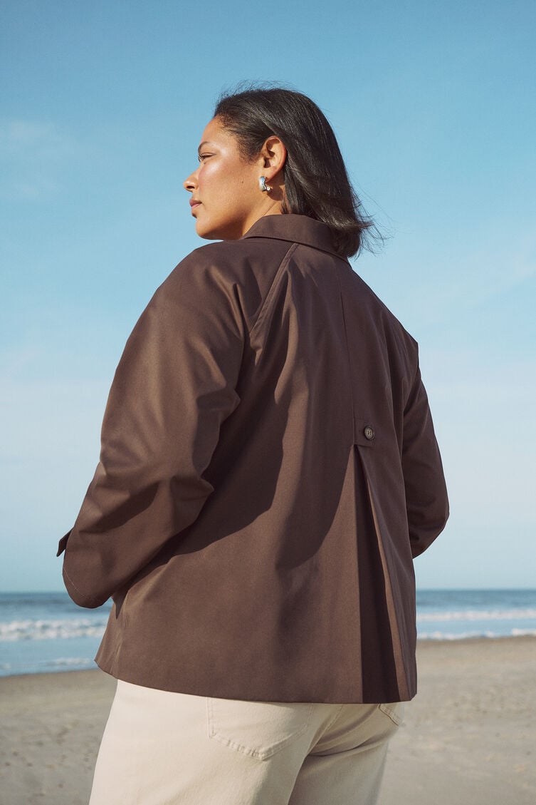 Brun kort trenchcoat, , Model