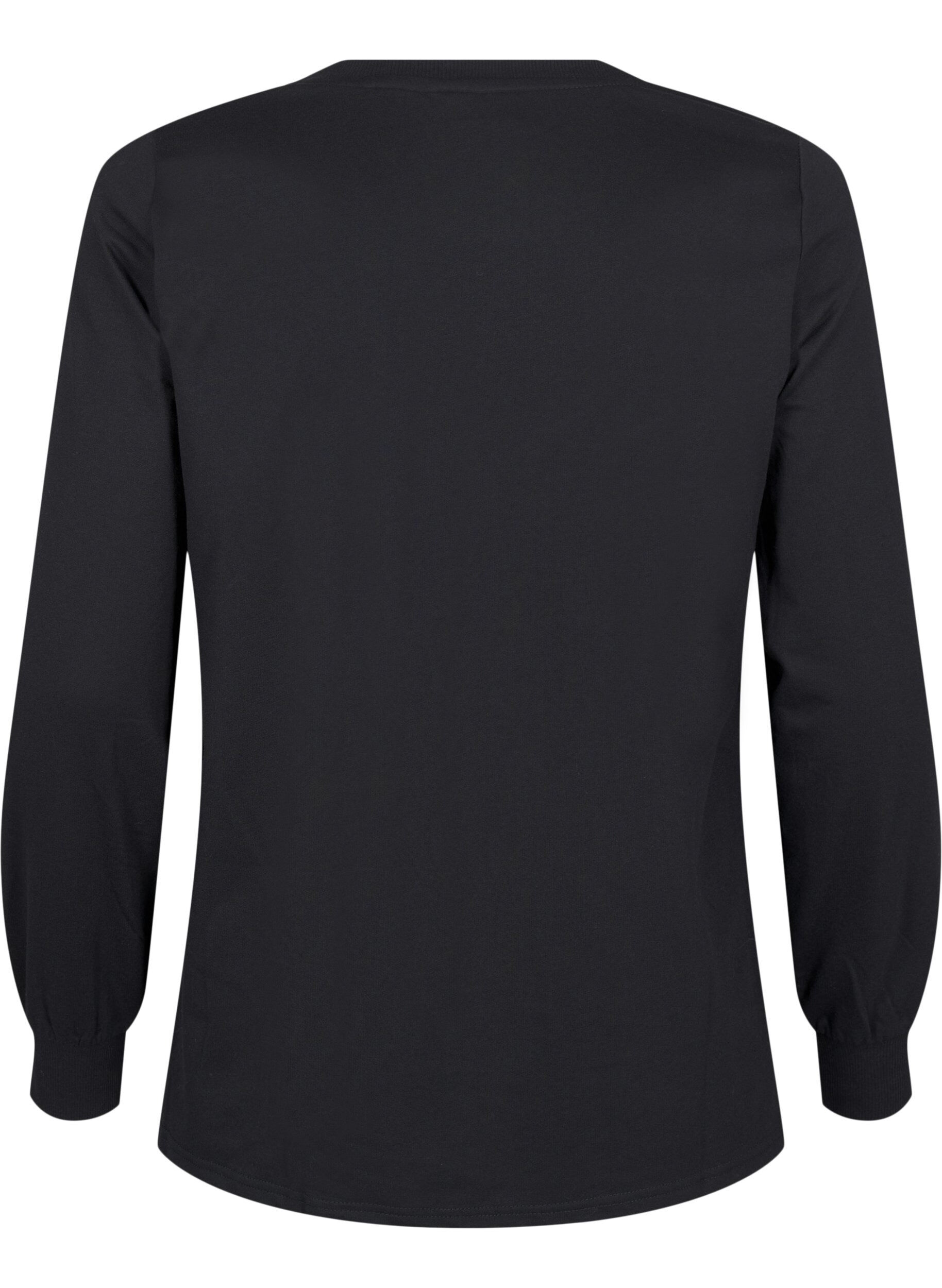 Zizzi Sweatshirt med spetsdetaljer, Black, Packshot image number 1