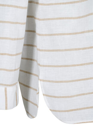 Skjortblus med knappstängning i bomull-linblandning, White Taupe Stripe, Packshot image number 3