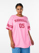 Sportig oversized college-t-shirt, Rosa, Model image number 0