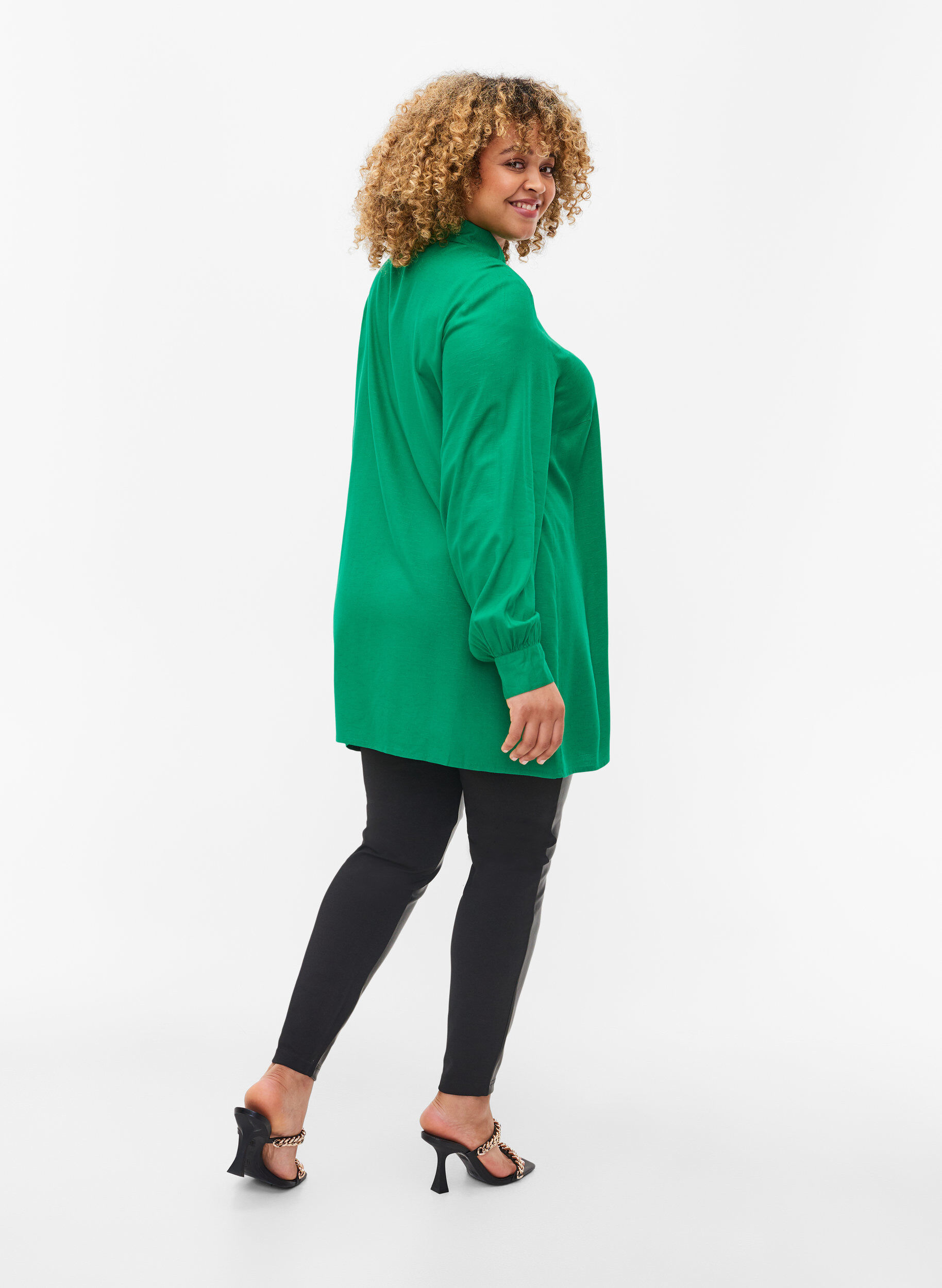 Zizzi Leggings i l&auml;derimitation, Black, Model image number 1