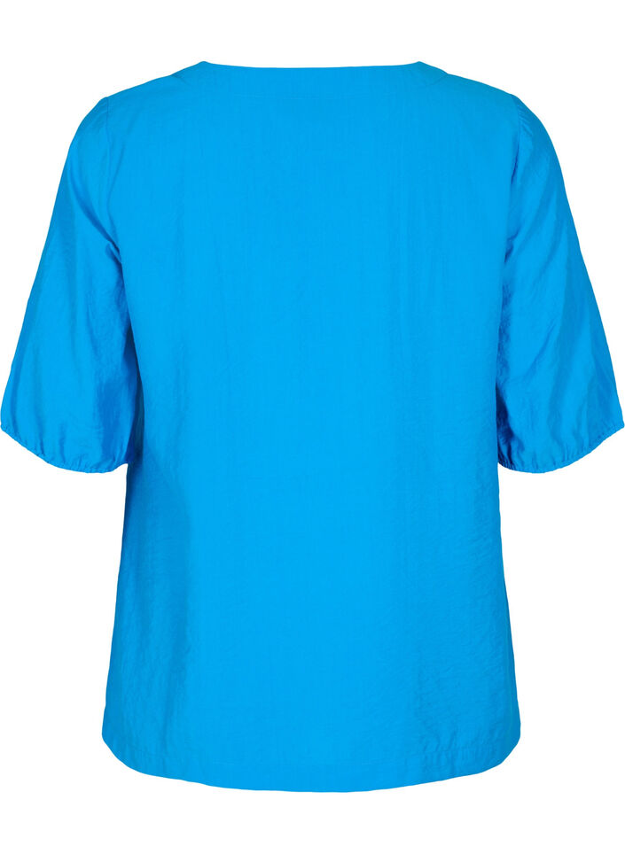 Blus med ballongärmar, Indigo Bunting, Packshot image number 1