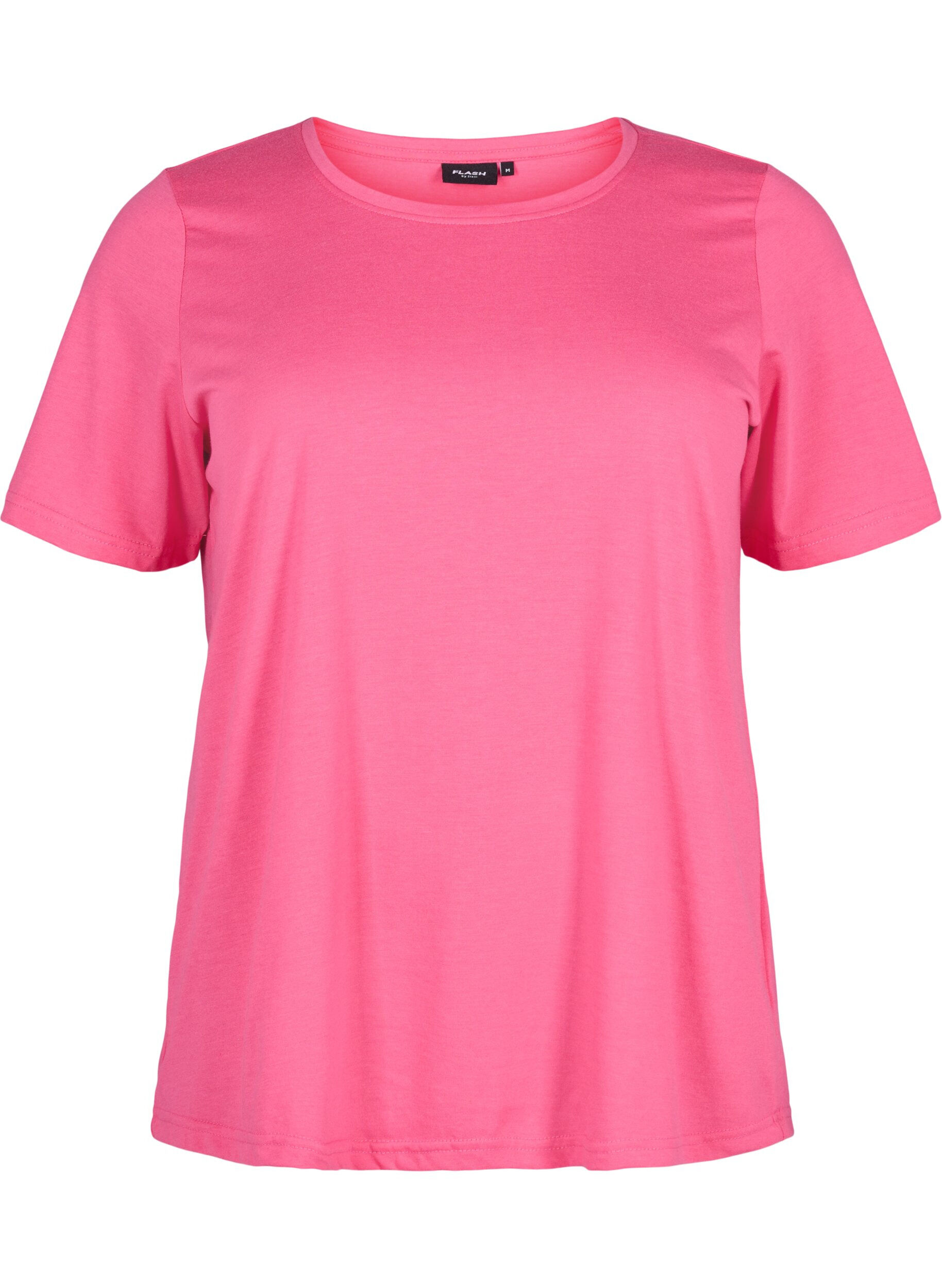 Zizzi FLASH - T-shirt med rund halsringning, Hot Pink, Packshot image number 0
