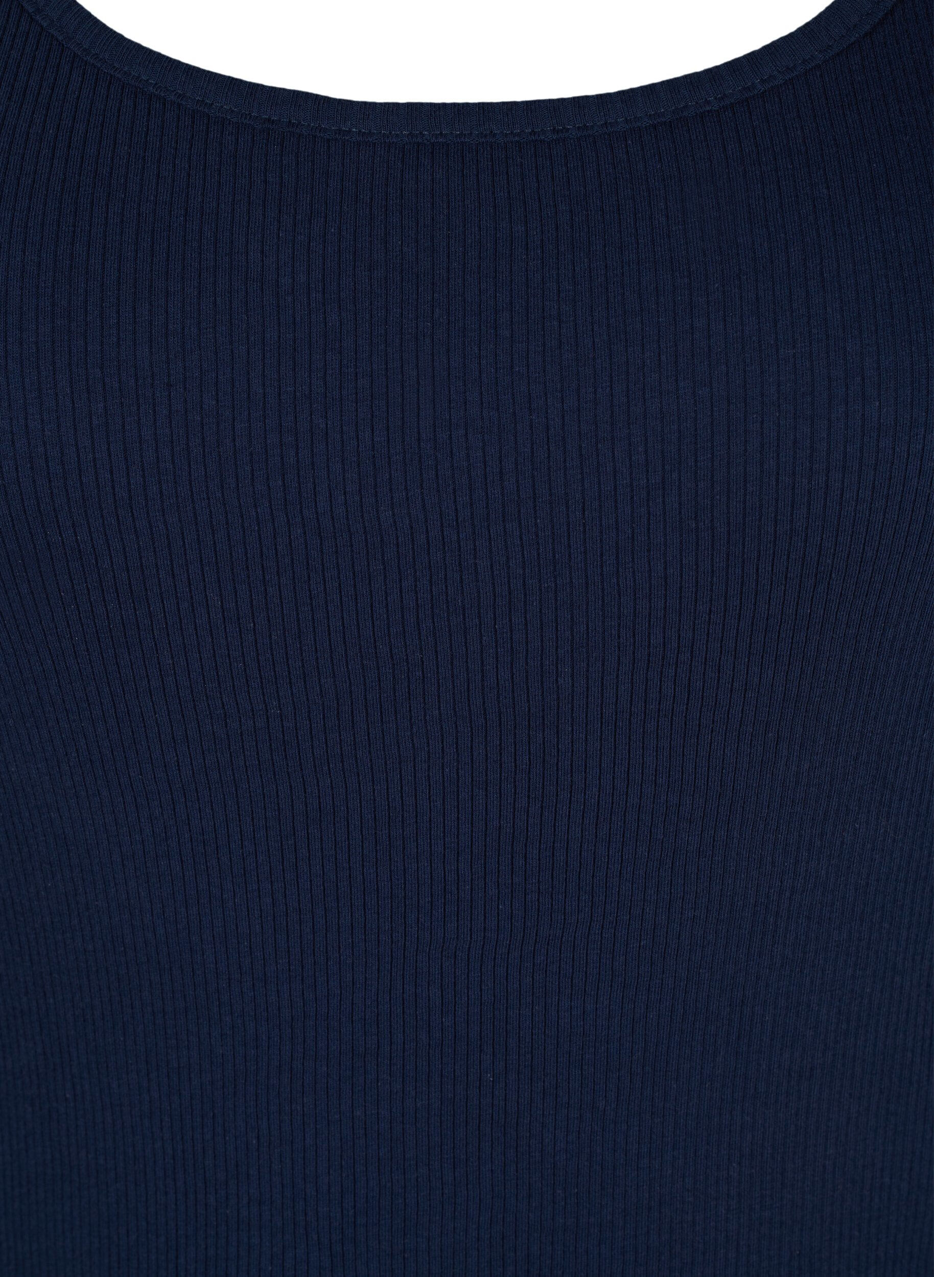 Zizzi 2-pack ribbad bas-tanktop , Black/Navy Blazer, Packshot image number 3