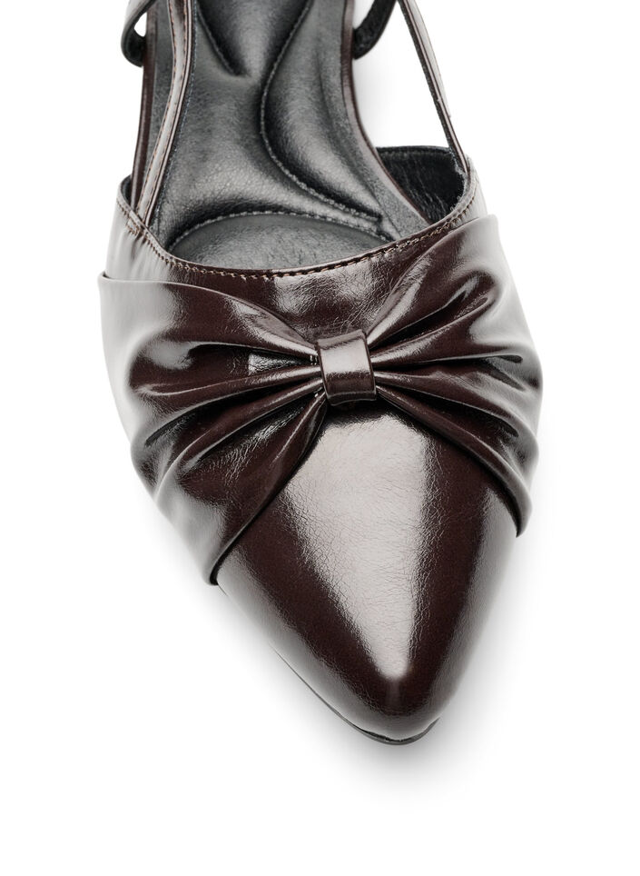 Slingback med rosett och lack-look, Brun, Packshot image number 3
