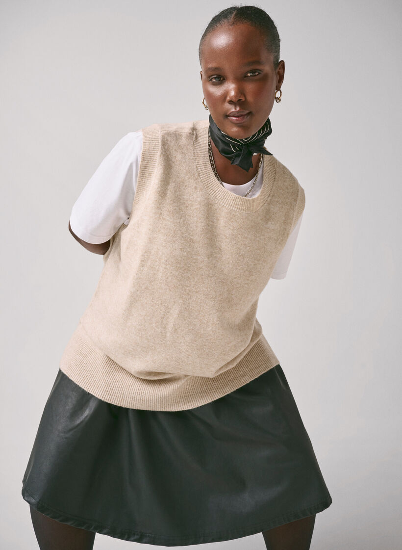 Stickad väst med ribbad kant, Pumice Stone Mel., Image image number 0