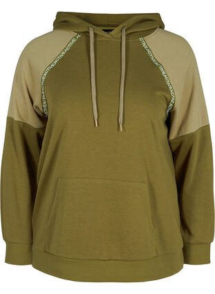 Sweatshirt med huva och ficka, Olive Drab, Packshot image number 0