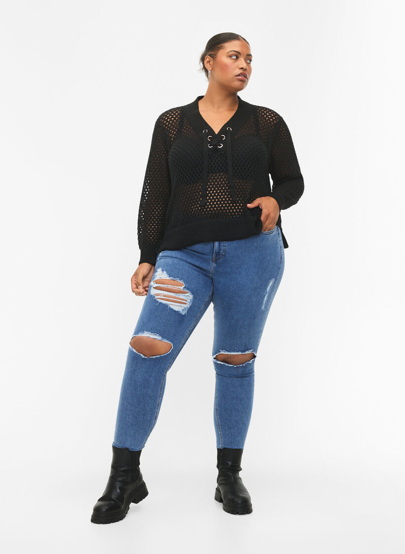 Tröja med mönster, Black, Model image number 2