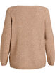 Stickad blus med v-ringning och raglan&auml;rm, Brun, Packshot image number 1