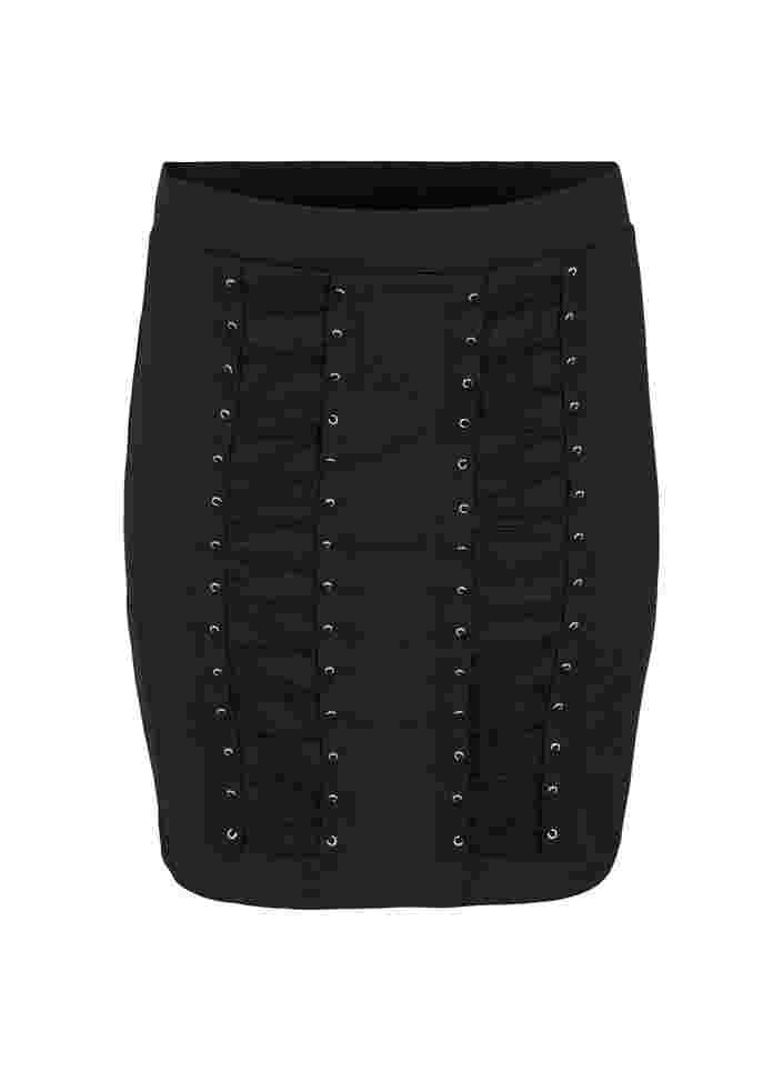 Kroppsnära kjol med snörning, Black, Packshot image number 0