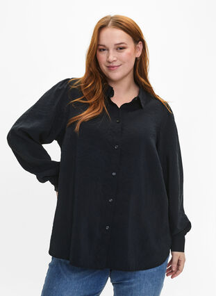 Långärmad skjorta i TENCEL™ Modal, Black, Model image number 0