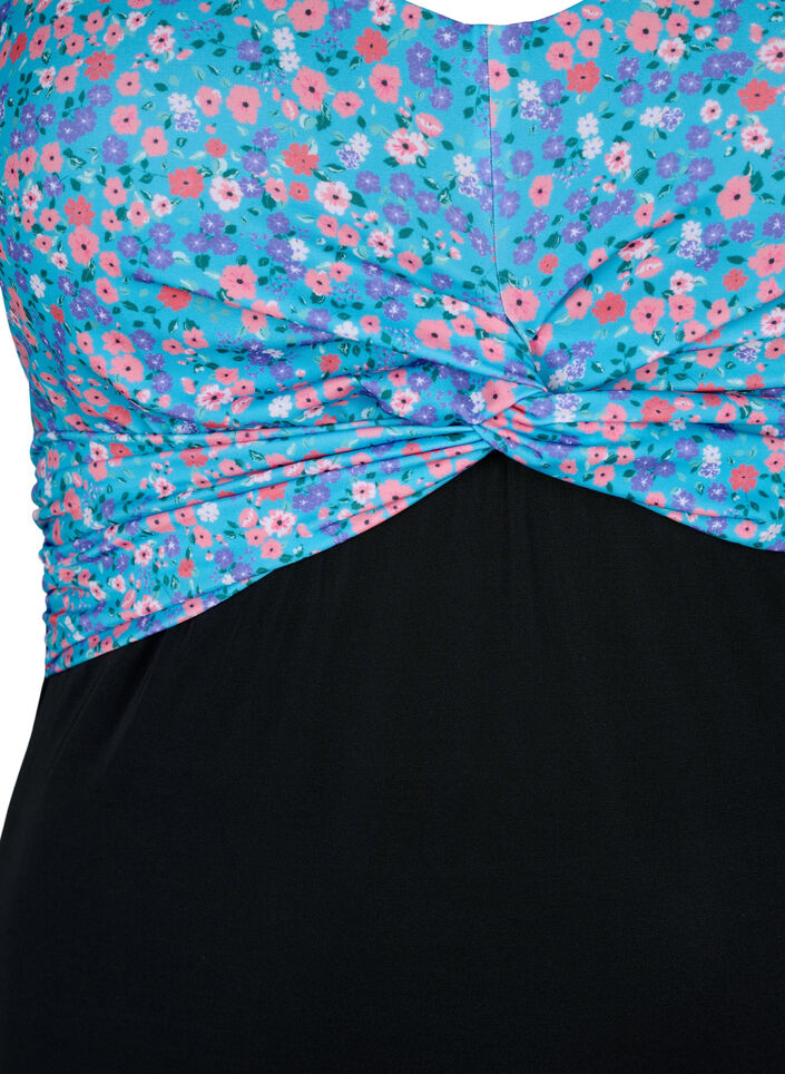 Baddräkt med bygel och justerbara axelband, Black Ditsy Print, Packshot image number 2