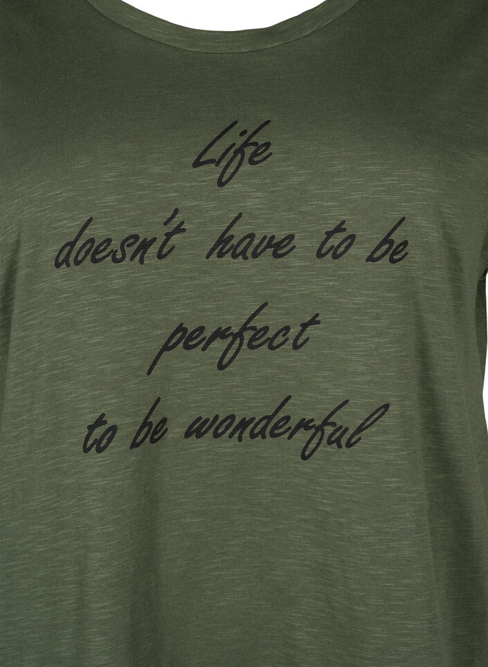 T-shirt med tryck i ekologisk bomull, Thyme w. Black Print, Packshot image number 2