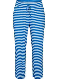 Randiga pyjamasbyxor med h&ouml;g midja och vida ben, Bl&aring;