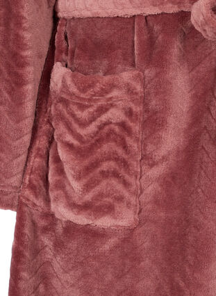 Kort mönstrad morgonrock med fickor, Ash Rose, Packshot image number 3