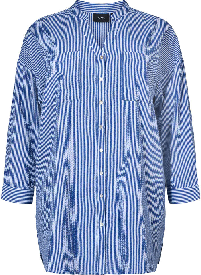 Randig bomullsskjorta med 3/4-ärmar, Surf the web Stripe, Packshot image number 0