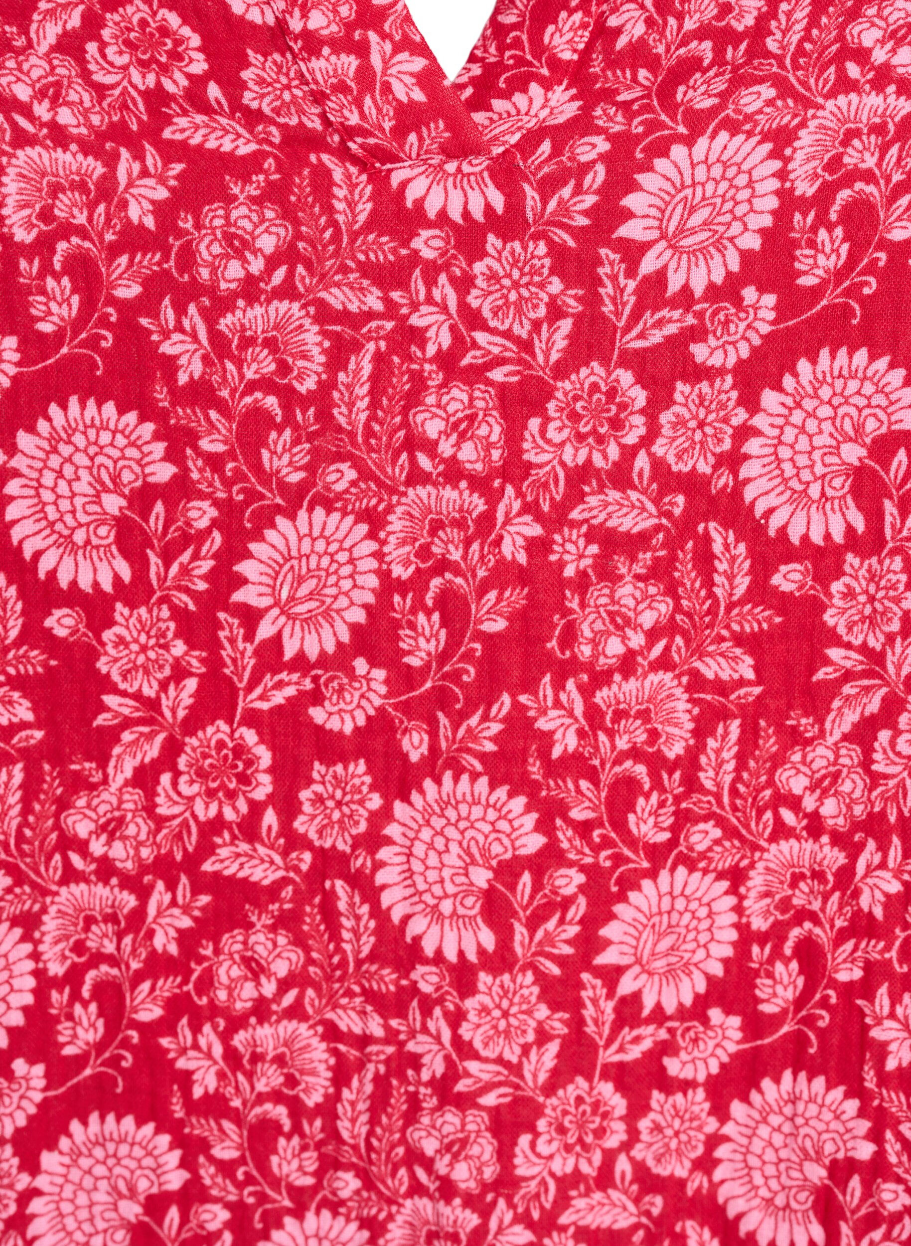 Zizzi Kort a-linjeformad kl&auml;nning i bomullsmuslin, R&ouml;d, Packshot image number 2