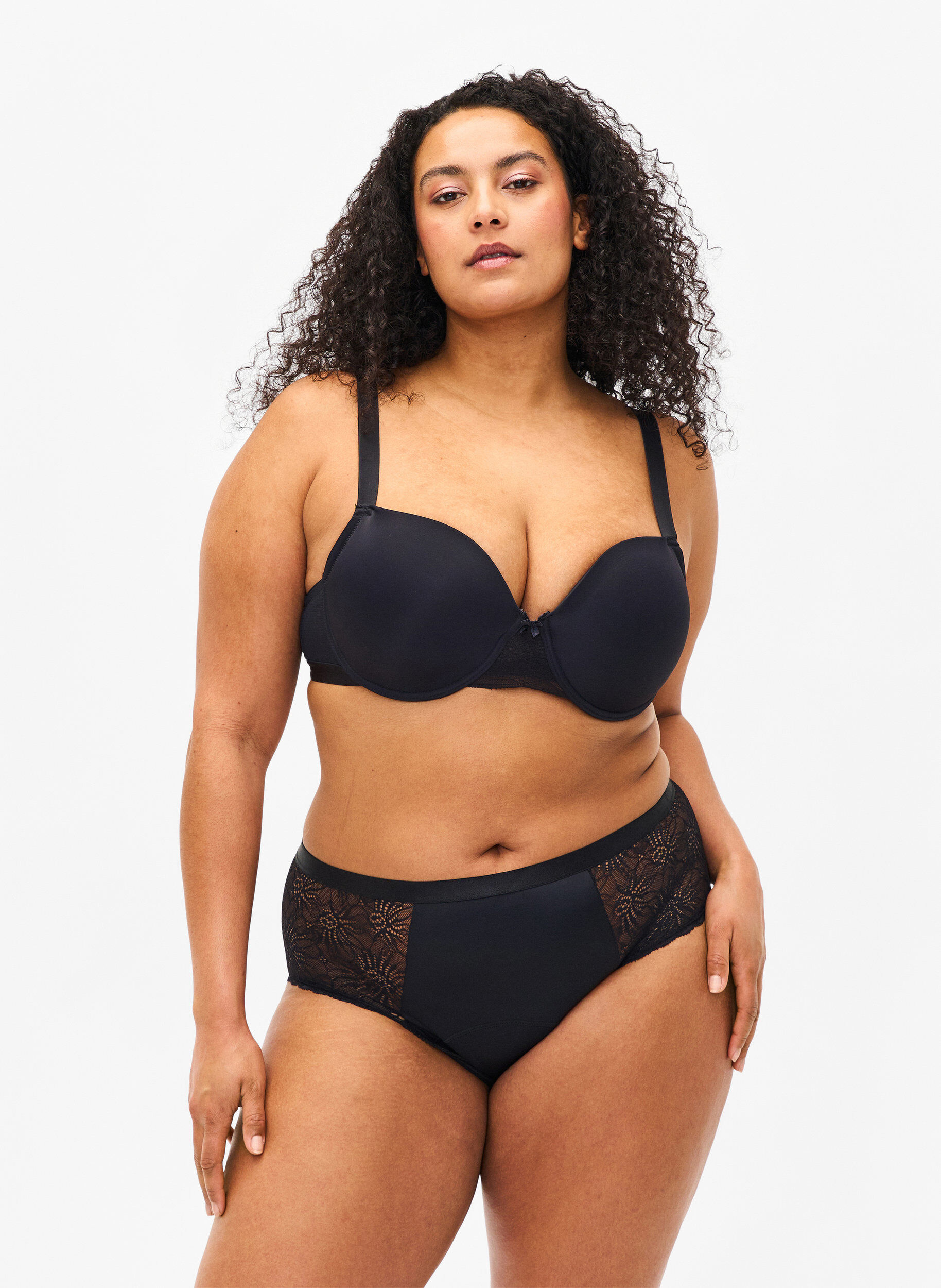 Zizzi Hipster menstrosor med spets, Black, Model image number 0