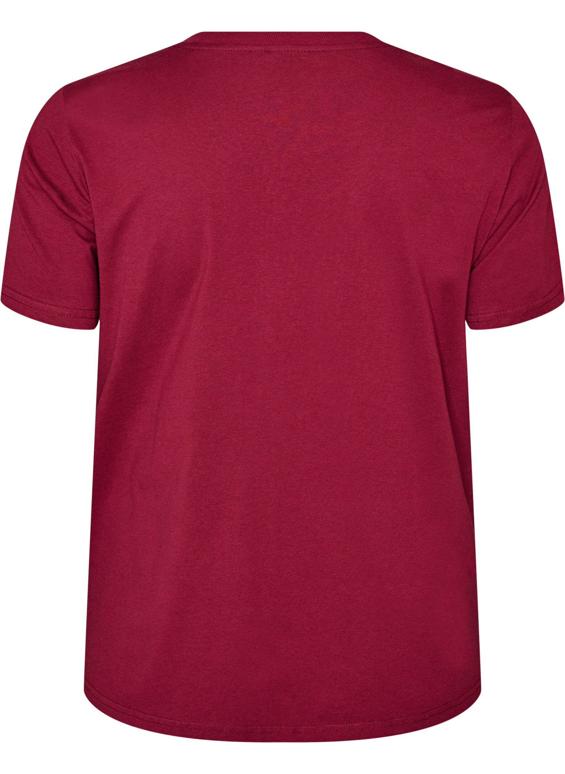 ZizziEnkel t-shirt i bomull med rund halsringning, R&ouml;d, Packshot image number 1