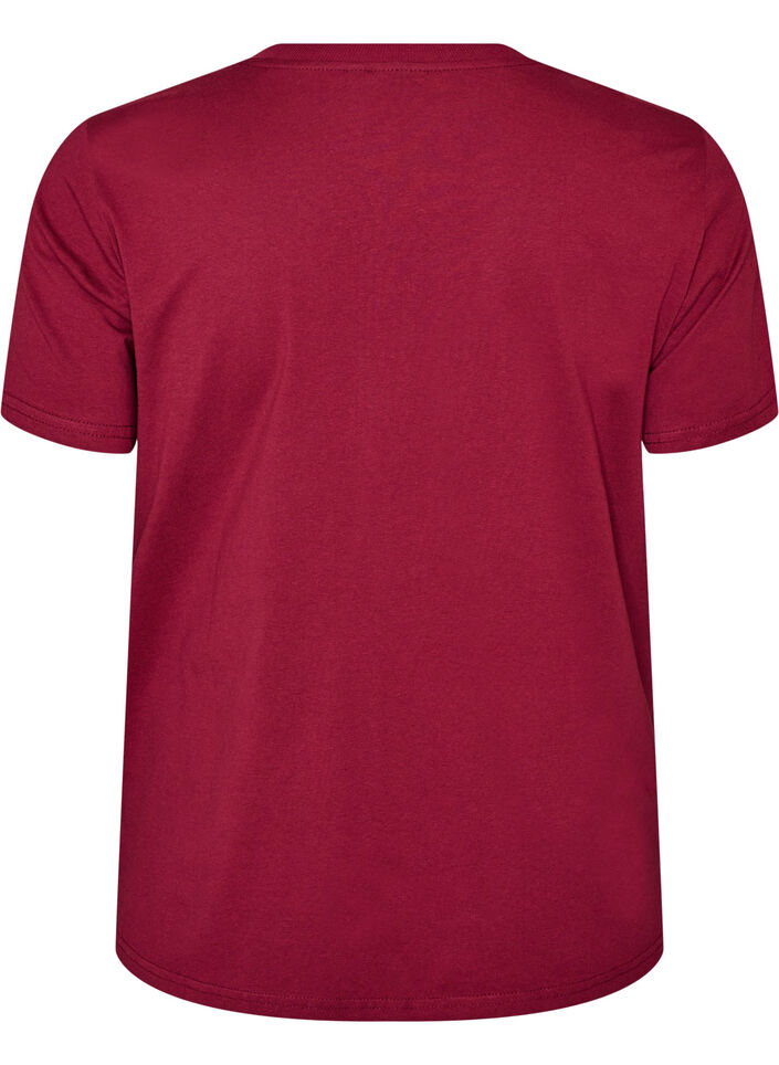 Enkel t-shirt i bomull med rund halsringning, R&ouml;d, Packshot image number 1