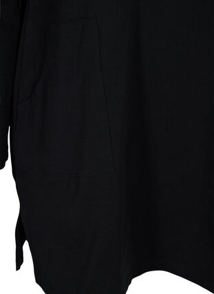 Bomullstunika med dragkedja och fickor, Black, Packshot image number 3