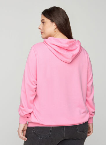 Sweatshirt med huva och ficka, Prism Pink, Model image number 1
