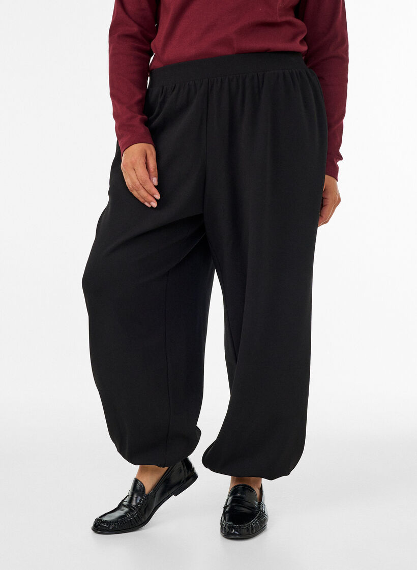 Ballongbyxor i jersey med h&ouml;g midja, Svart, Model image number 2