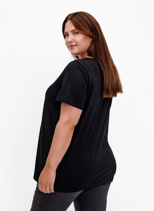 T-shirt i bomull med paljetter, Black W. Face, Model image number 1