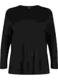 Stickad tröja med struktur och rund hals, Black