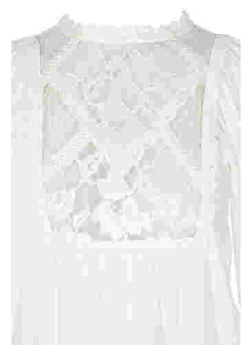 Viskostunika med detaljer av spets, Off White, Packshot image number 2