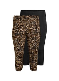 2-pack 3/4-l&aring;nga leggings, Svart