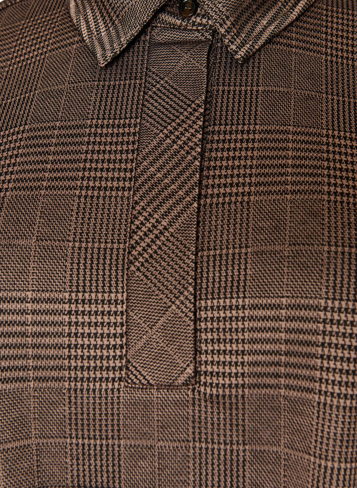 Kort rutig kl&auml;nning med skjortkrage, Brun, Packshot image number 2