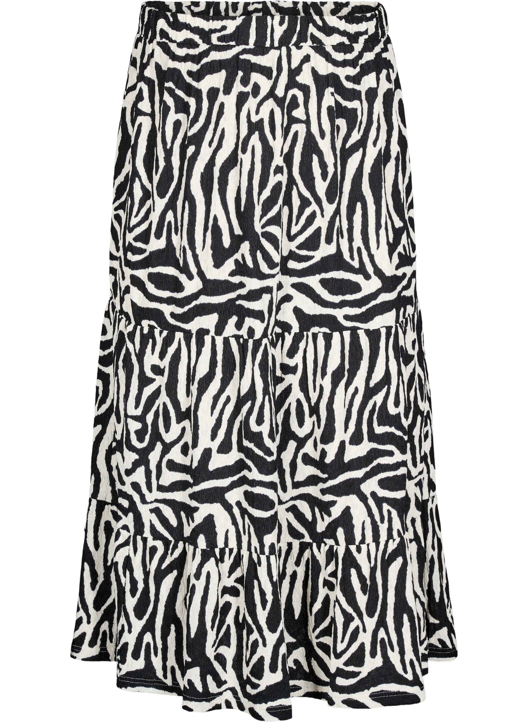 Zizzi L&aring;ng kjol med zebram&ouml;nster, Black w. White Zebra, Packshot image number 0