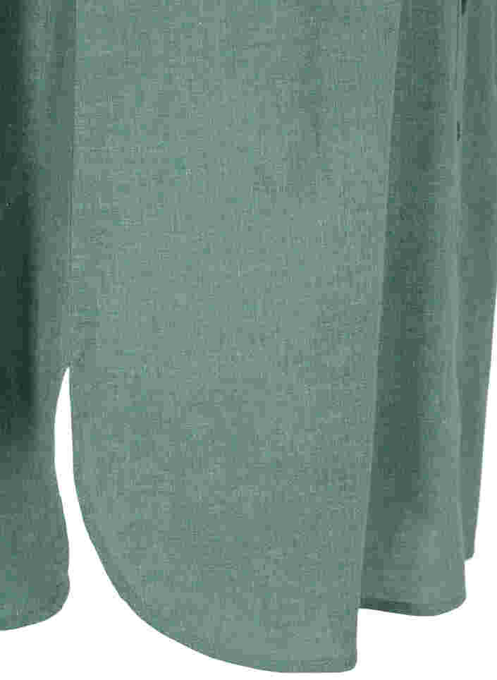 Lång skjorta med 3/4-ärmar och v-ringning, Balsam Green, Packshot image number 3