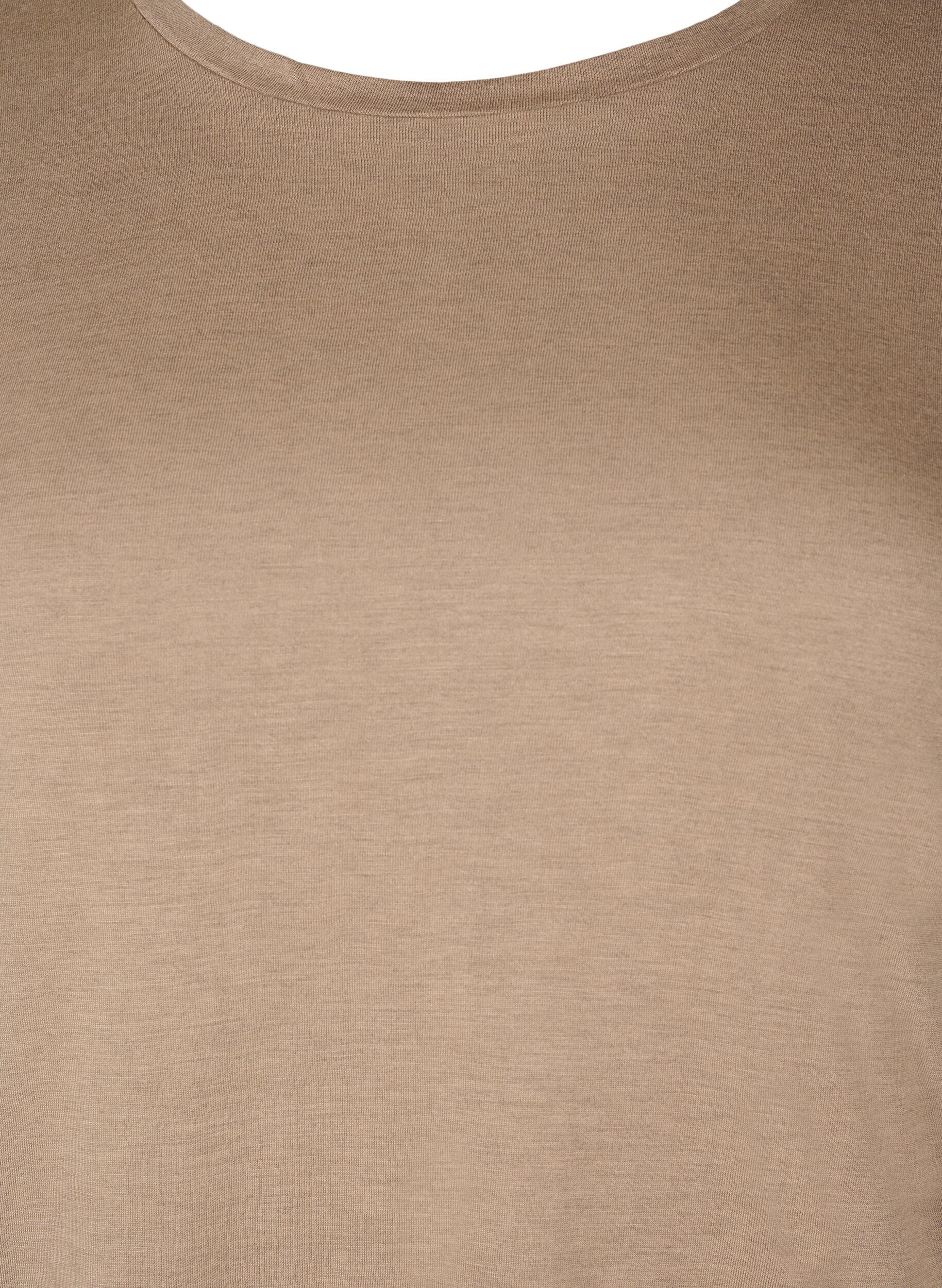 ZizziL&aring;ng&auml;rmad blus i ull och viskos, Brun, Packshot image number 2