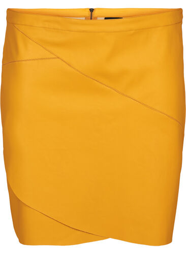 Kjol i imiterat skinn, Golden Yellow, Packshot image number 0