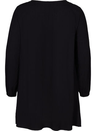 Viskos tunika med långa ärmar, Black, Packshot image number 1