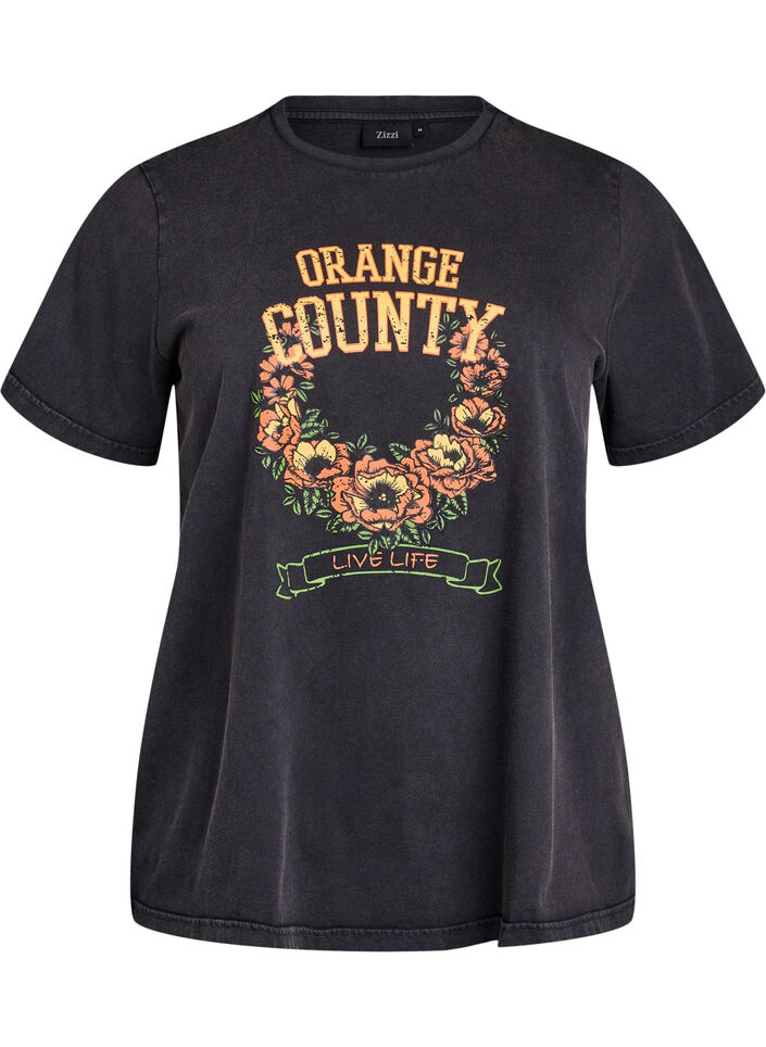 T-shirt i ekologisk bomull med coolt tryck, Grå, Packshot image number 0