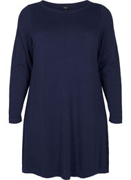 Stickad klänning i bomull-viskosblandning, Blå