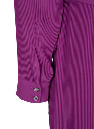 Plisserad skjortklänning med knytband, Grape Juice, Packshot image number 3