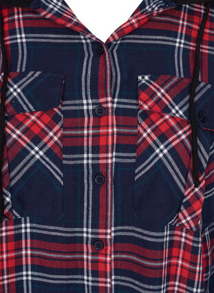 Rutig skjortjacka med huva, Night Sky/Red Check, Packshot image number 2