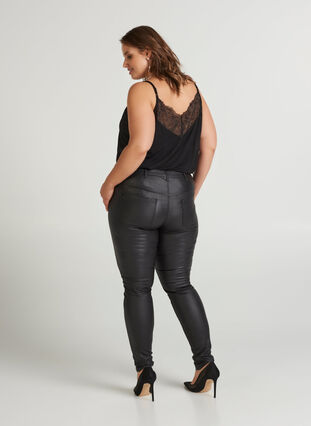 Coated extra slim Sanna Jeans, Black, Model image number 0