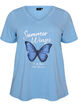 T-shirt i bomull med tryck framtill och v-ringning, 0698, Packshot image number 0