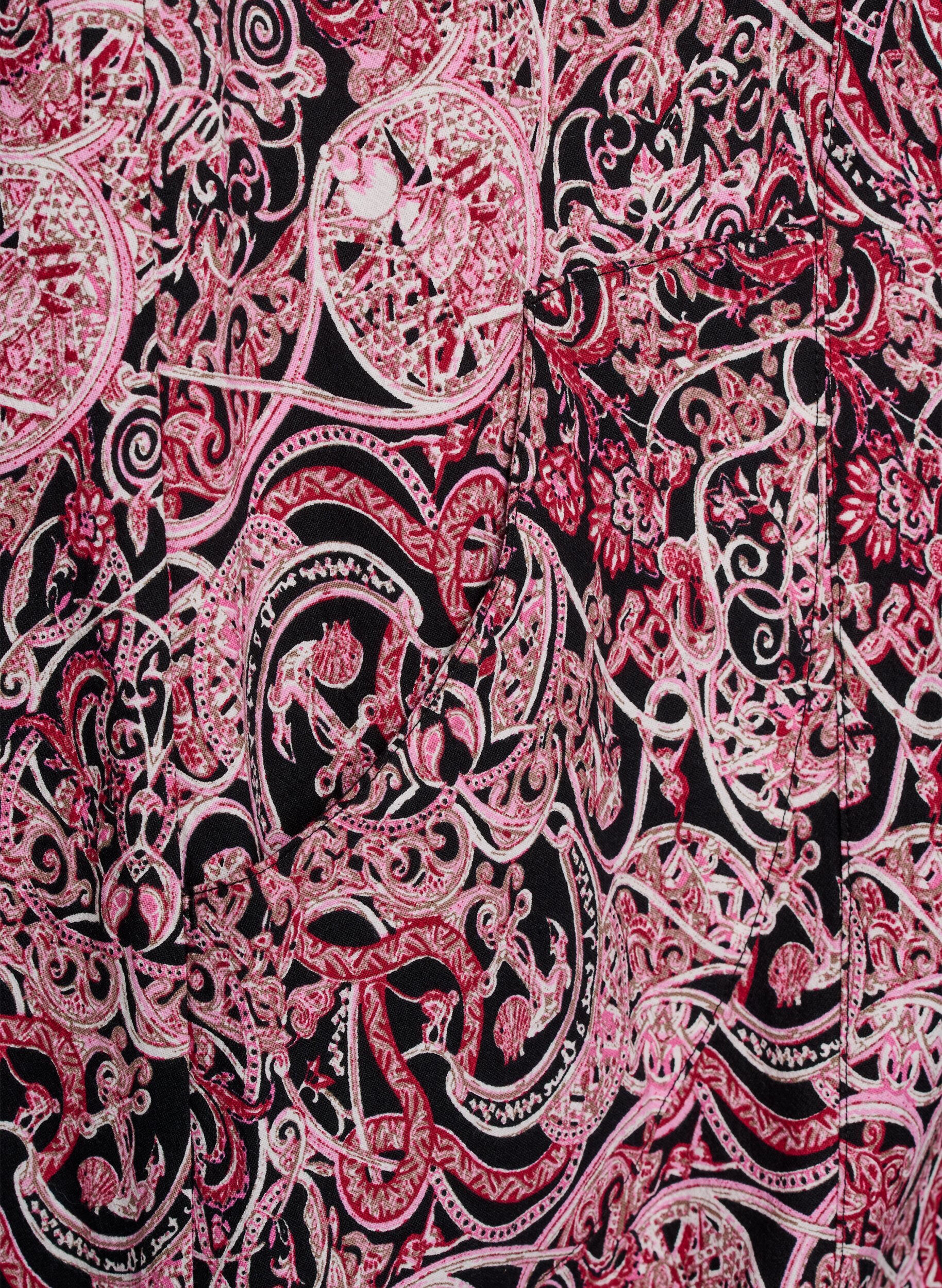 ZizziKort&auml;rmad bomullskl&auml;nning med tryck, Svart, Packshot image number 3