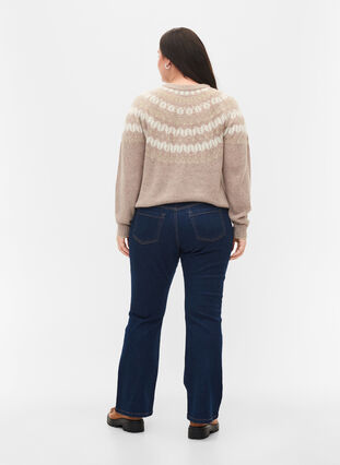 Ellen bootcut jeans med hög midja, Unwashed, Model image number 1