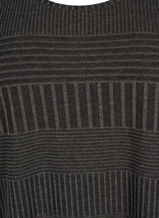 Blus med trekvartsärm och randigt mönster, Dark Grey Melange, Packshot image number 2