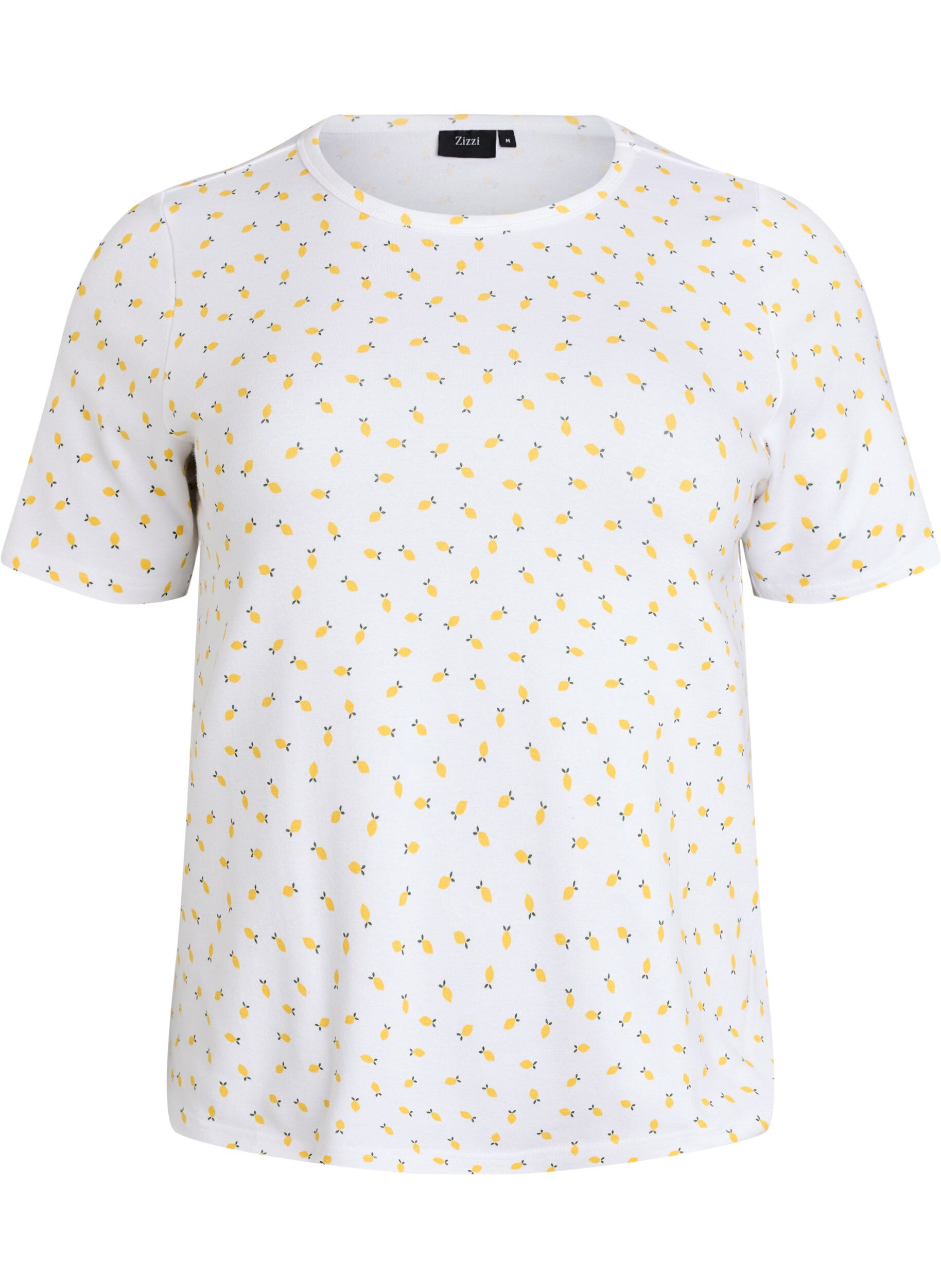 Zizzi T-shirt i bomull med helt&auml;ckande tryck, Vit, Packshot image number 0