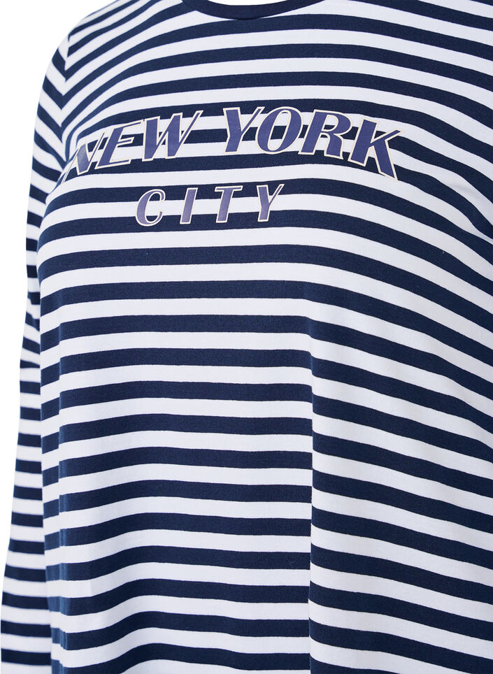 Randig blus med motiv, White w.Navy Stripe, Packshot image number 2